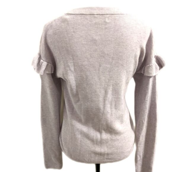 J. Crew NWT 100% cotton, lavender, long sleeve sweater, ruffle sleeve S - Picture 3 of 10